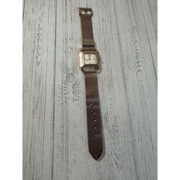 TORY BURCH Phipps Womens Rose Gold Watch, White Square Dial, Steel Mesh Band - Picture 14 of 16